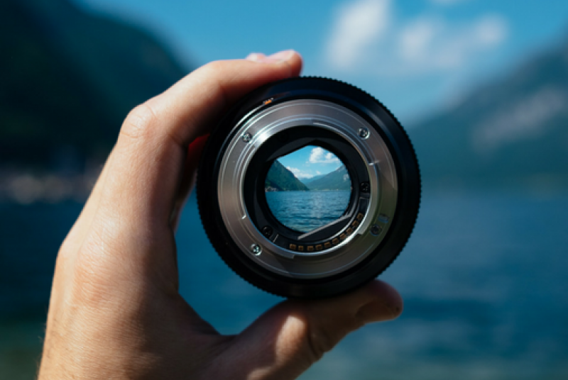 Mountains through lens